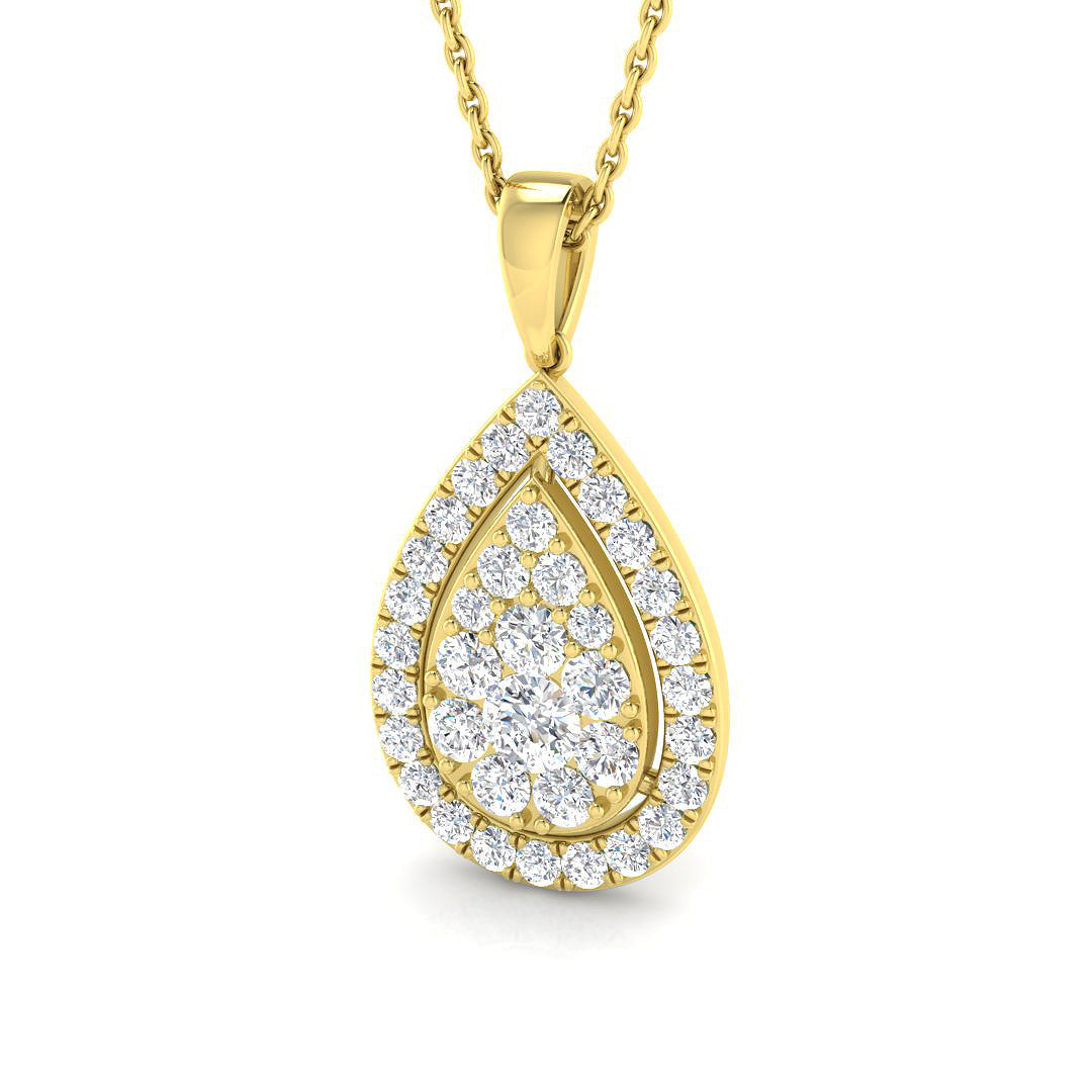 Pear Cluster Diamond Pendant Necklace 1.00Ct in Gold Without Chain in 10K/14K gold and platinum with certified lab-grown or natural diamonds