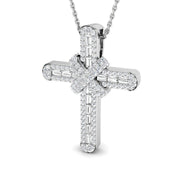 Baguette & Round 0.5Ct Diamond Cross Pendant with Chain in 10K/14K gold and platinum with certified lab-grown or natural diamonds