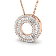Baguette Diamond Circle Pendant 0.3ct to 0.75ct Gold (Without Chain ) in 10K/14K gold and platinum with certified lab-grown or natural diamonds