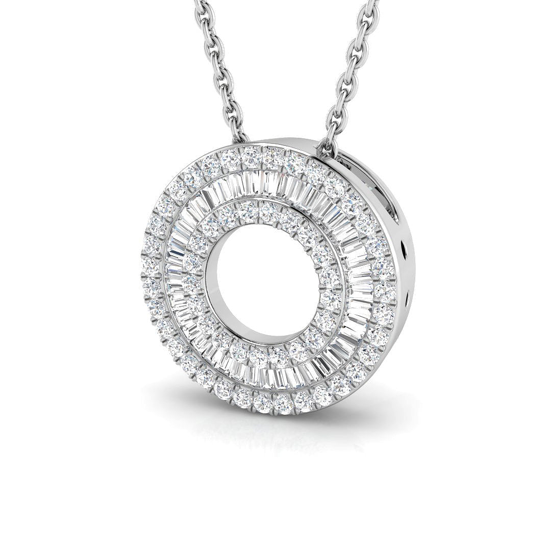 Baguette Diamond Circle Pendant 0.3ct to 0.75ct Gold (Without Chain ) in 10K/14K gold and platinum with certified lab-grown or natural diamonds
