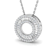 Baguette Diamond Circle Pendant 0.3ct to 0.75ct Gold (Without Chain ) in 10K/14K gold and platinum with certified lab-grown or natural diamonds