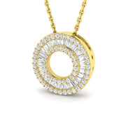 Baguette Diamond Circle Pendant 0.3ct to 0.75ct Gold (Without Chain ) in 10K/14K gold and platinum with certified lab-grown or natural diamonds