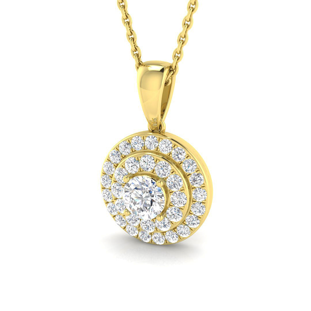 Spiral Diamond Pendant Necklace in 10K/14K gold and platinum with certified lab-grown or natural diamonds