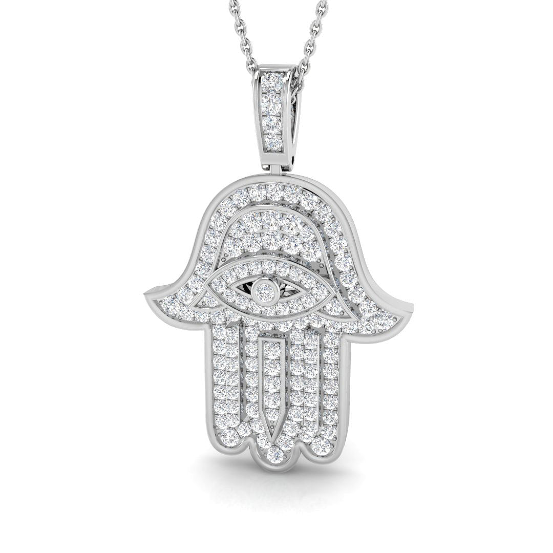 Evil Eye Protection Necklace in 10K/14K gold and platinum with certified lab-grown or natural diamonds