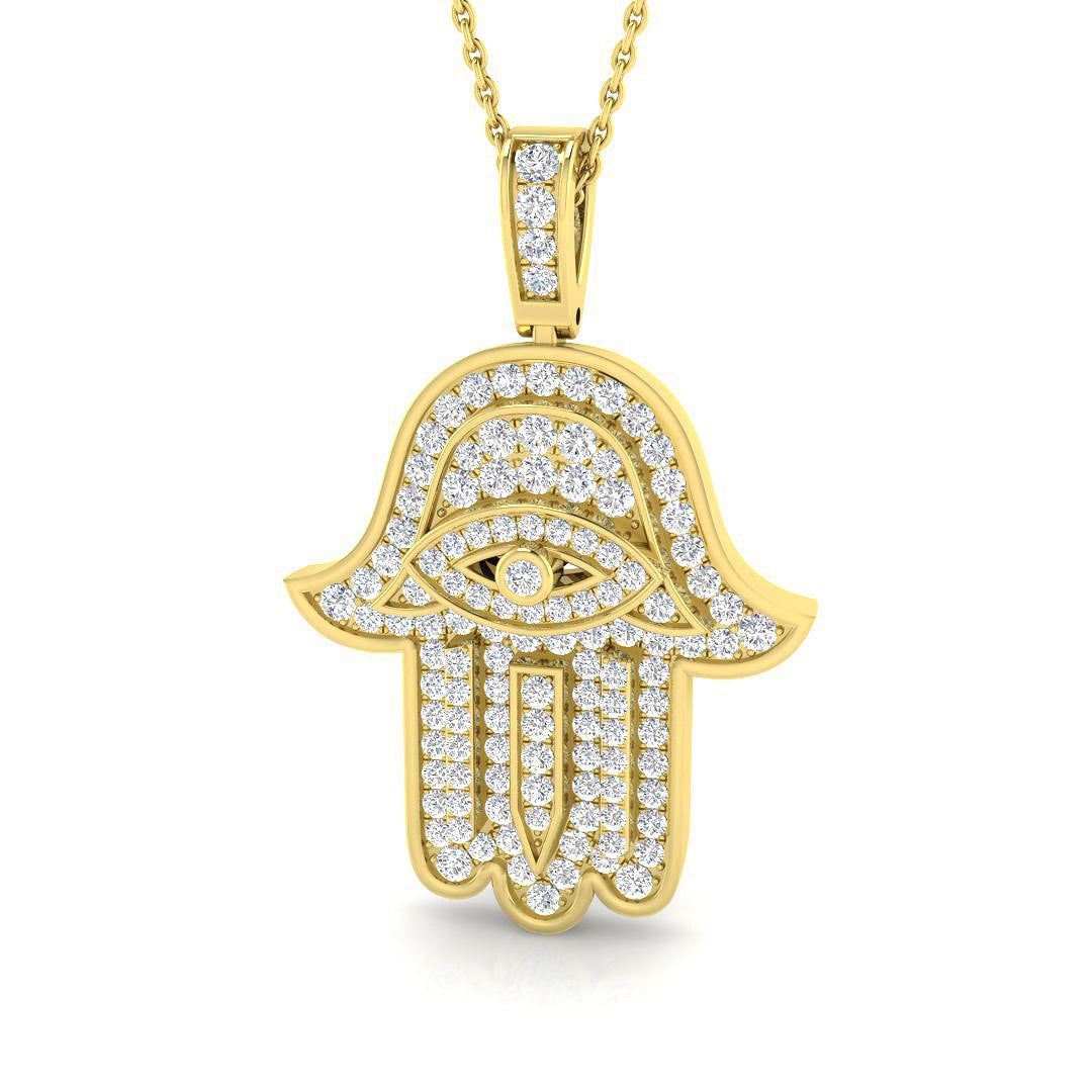 Evil Eye Protection Necklace in 10K/14K gold and platinum with certified lab-grown or natural diamonds