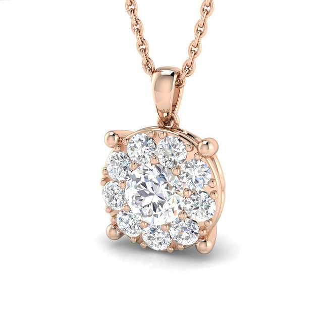 Colt Cluster Diamond Necklace 0.1ct to 1ct Gold (Without Chain ) | 10K & 14K Gold, Platinum