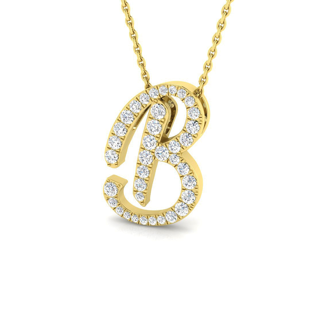 Paved Initial Diamond Pendant Necklace in 10K/14K gold and platinum with certified lab-grown or natural diamonds
