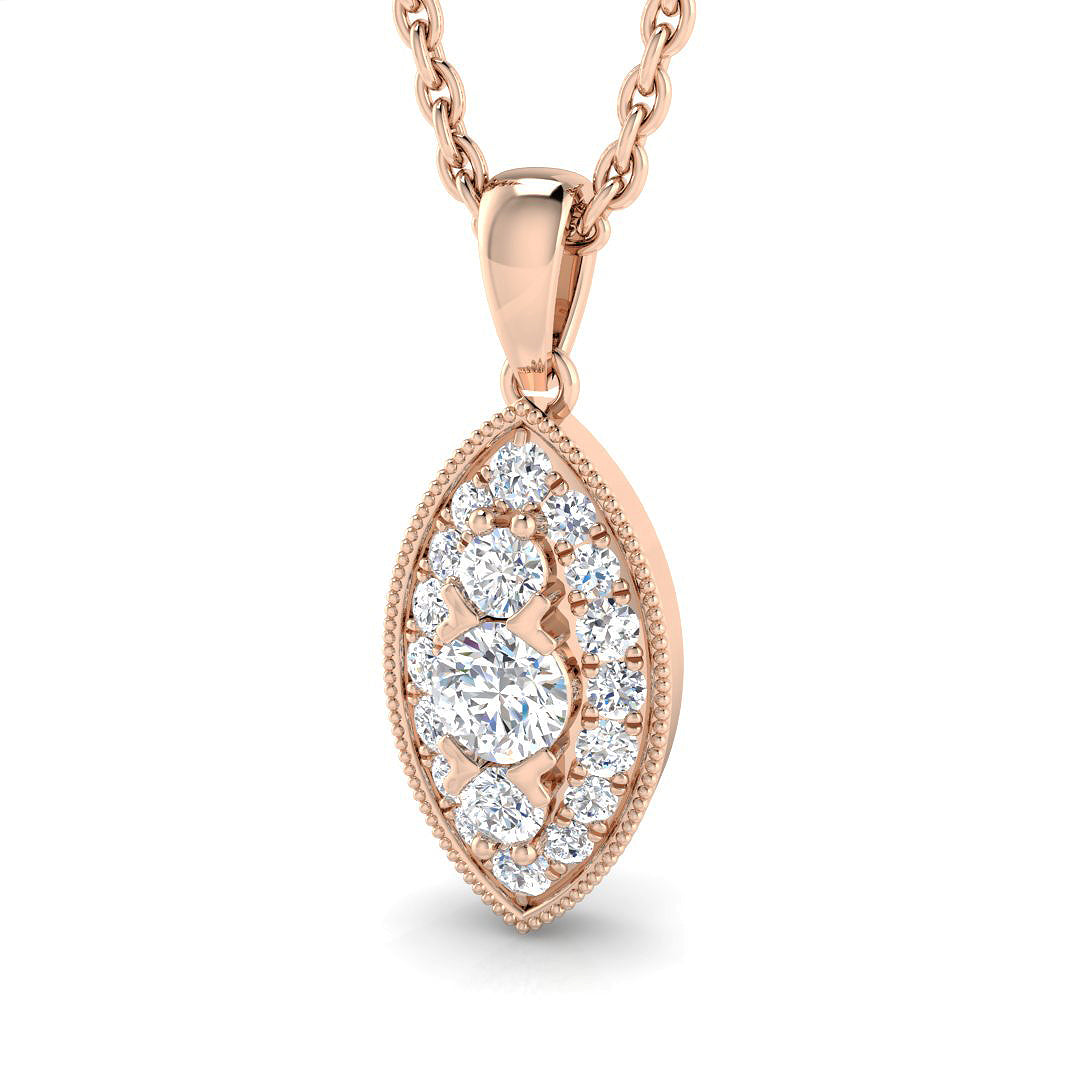 Vintage Diamond Marquise Pendant Necklace in Platinum - Luxury Design in 10K/14K gold and platinum with certified lab-grown or natural diamonds