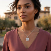 Floral Octagon Diamond Pendant Necklace in Vintage Style Without Chain in 10K/14K gold and platinum with certified lab-grown or natural diamonds