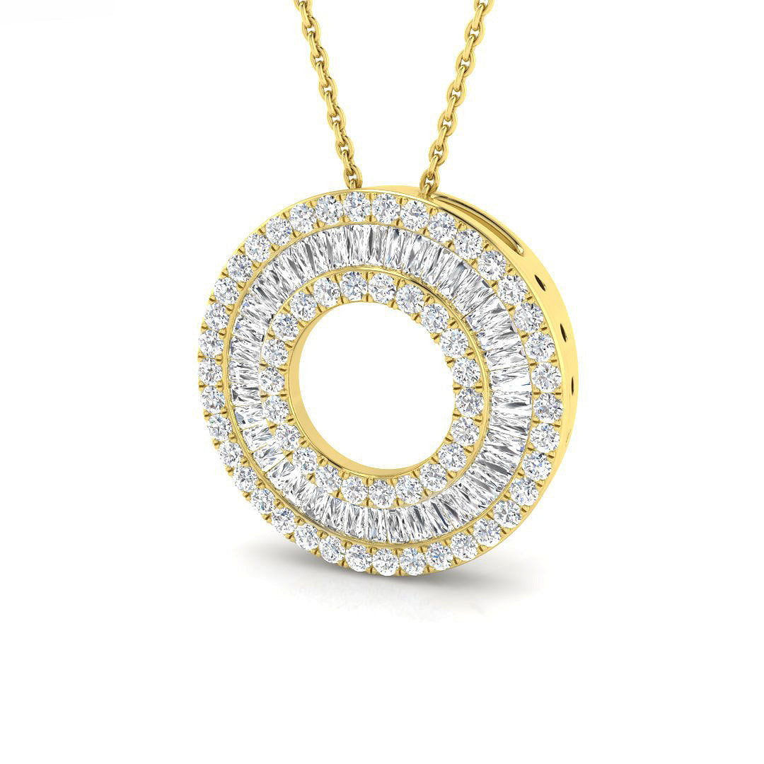 Clover Baguette Diamond Pendant in 10K/14K gold and platinum with certified lab-grown or natural diamonds