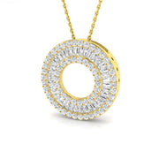 Clover Baguette Diamond Pendant in 10K/14K gold and platinum with certified lab-grown or natural diamonds