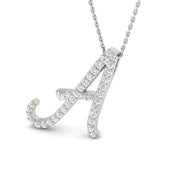 Diamond Script Initial "A" Pendant Necklace Without Chain in 10K/14K gold and platinum with certified lab-grown or natural diamonds