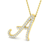 Diamond Script Initial "A" Pendant Necklace Without Chain in 10K/14K gold and platinum with certified lab-grown or natural diamonds