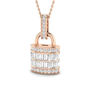 Diamond Lock Pendant Necklace 1ct Gold (Without Chain ) in 10K/14K gold and platinum with certified lab-grown or natural diamonds