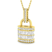 Diamond Lock Pendant Necklace 1ct Gold (Without Chain ) in 10K/14K gold and platinum with certified lab-grown or natural diamonds