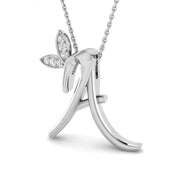Gold Butterfly Pendant with Diamond Initial A in 10K/14K gold and platinum with certified lab-grown or natural diamonds