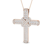 Natural Diamond Cross Pendant in Gold or in 10K/14K gold and platinum with certified lab-grown or natural diamonds