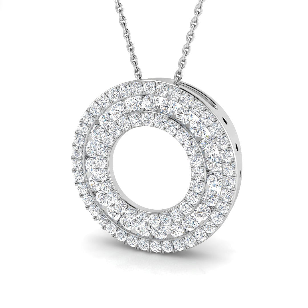 Multi-Layered Diamond Circle Pendant in 10K/14K gold and platinum with certified lab-grown or natural diamonds
