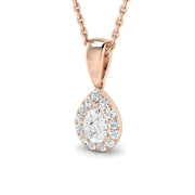 Teardrop Diamond Pendant Necklace 0.33ct to 0.75ct in 10K/14K gold and platinum with certified lab-grown or natural diamonds