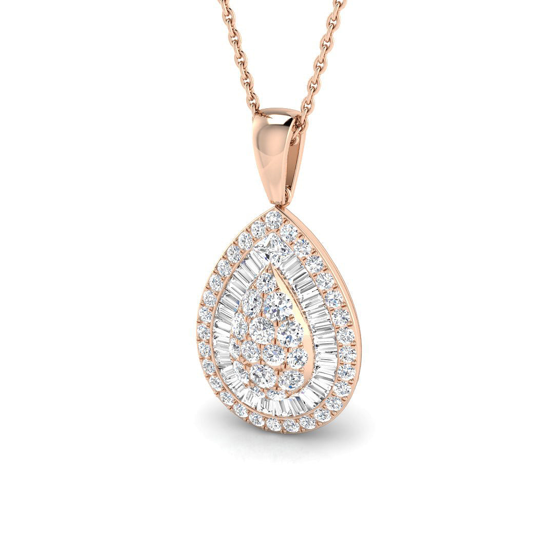 Baguette Brilliant Pendant in 10K/14K gold and platinum with certified lab-grown or natural diamonds