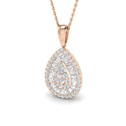 Baguette Brilliant Pendant in 10K/14K gold and platinum with certified lab-grown or natural diamonds