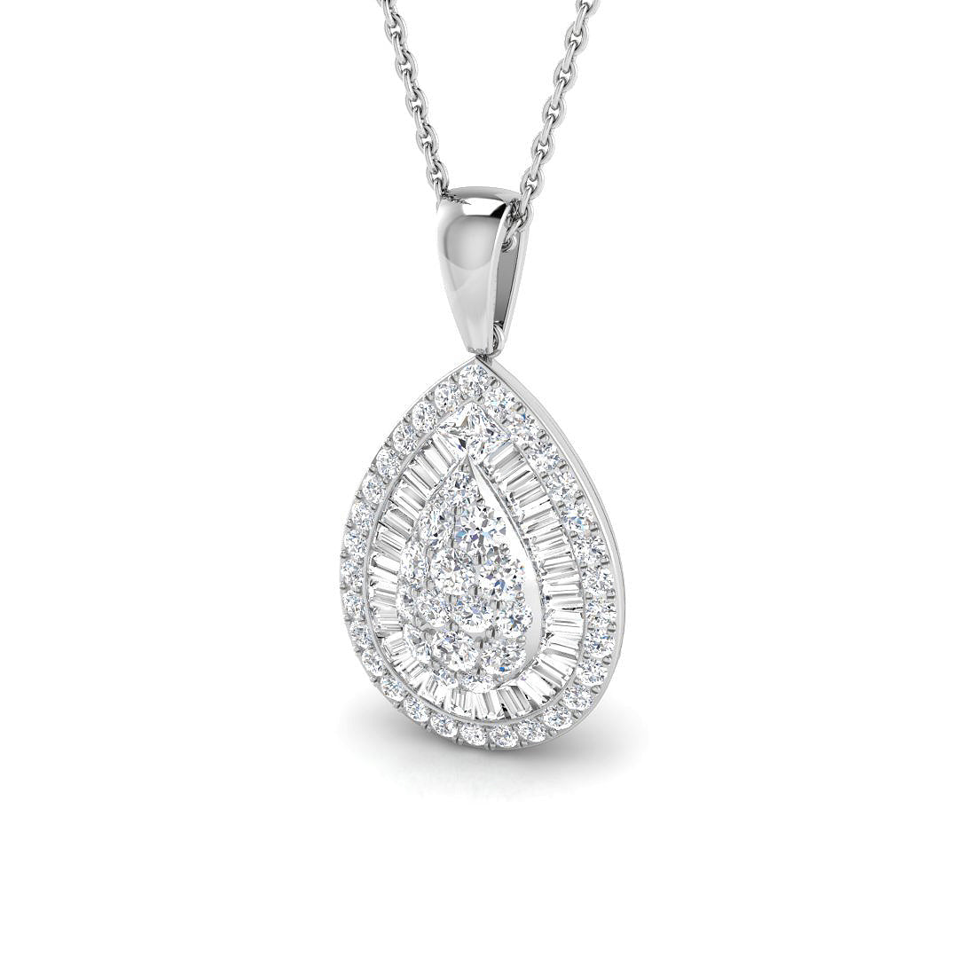 Baguette Brilliant Pendant in 10K/14K gold and platinum with certified lab-grown or natural diamonds