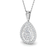 Baguette Brilliant Pendant in 10K/14K gold and platinum with certified lab-grown or natural diamonds