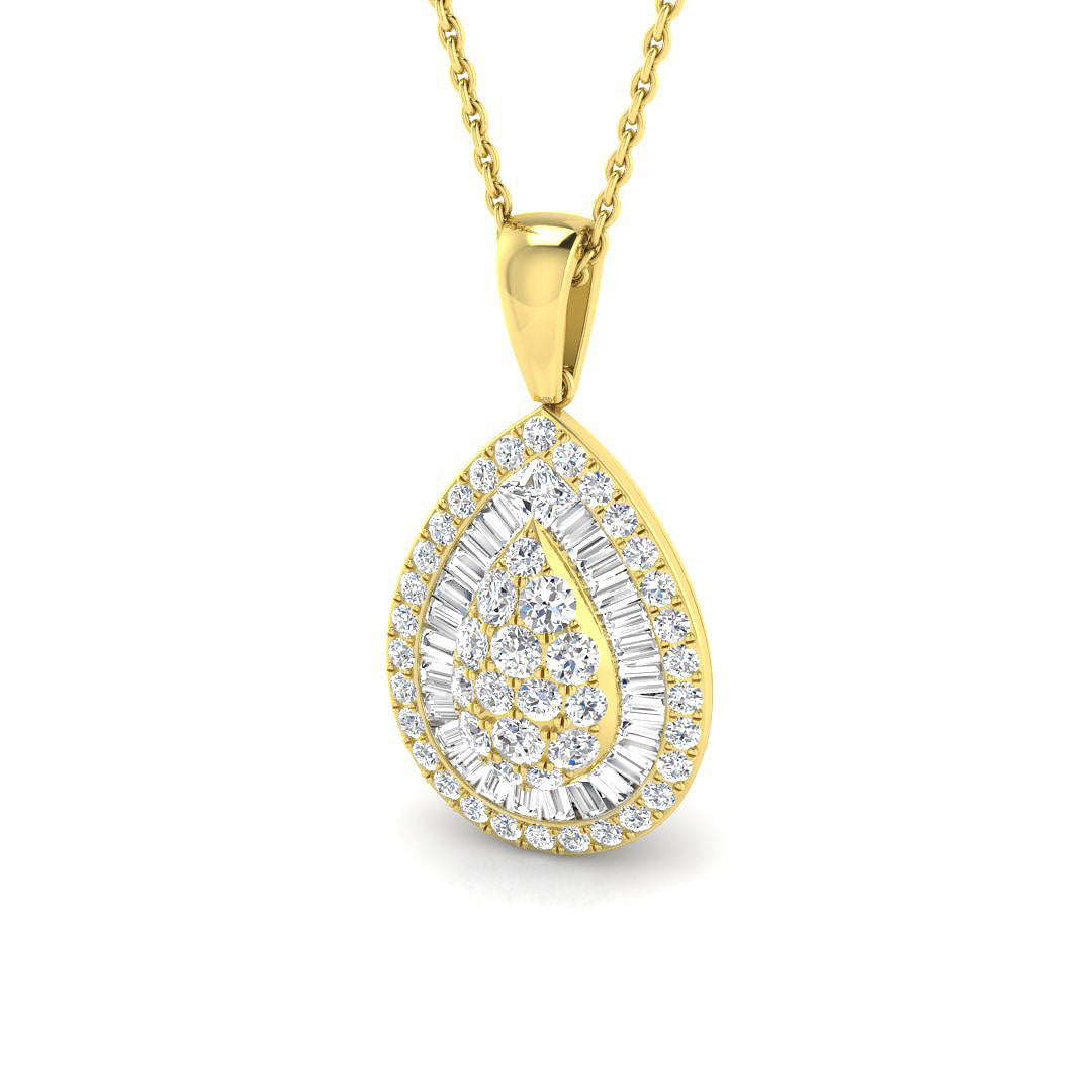 Baguette Brilliant Pendant in 10K/14K gold and platinum with certified lab-grown or natural diamonds