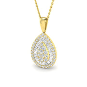 Baguette Brilliant Pendant in 10K/14K gold and platinum with certified lab-grown or natural diamonds