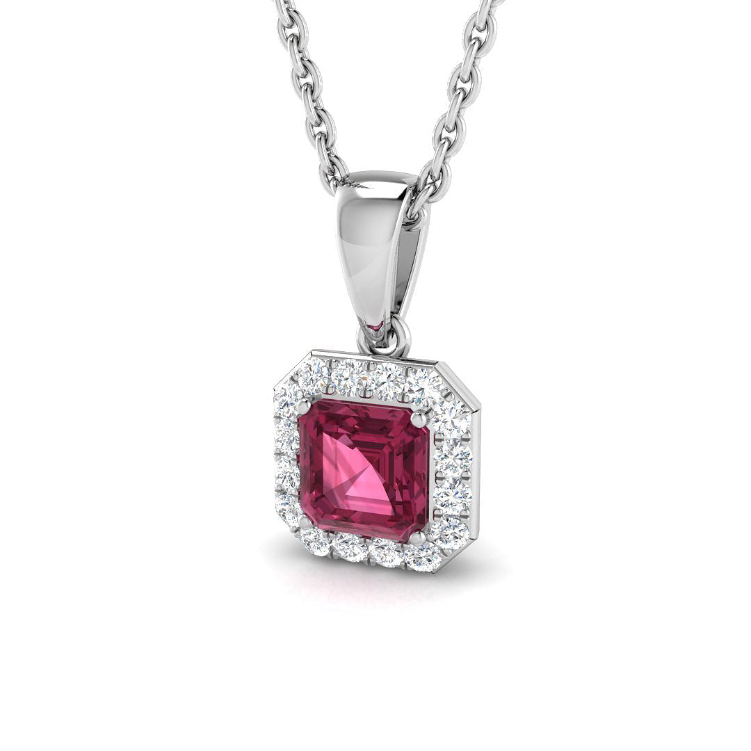 Square Ruby Diamond Pendant 0.5ct to 1.25ct Gold (Without Chain ) in 10K/14K gold and platinum with certified lab-grown or natural diamonds