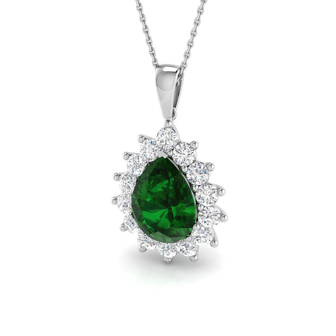 Renee Gemstone Necklace 6.5ct Gold Diana(Without Chain ) in 10K/14K gold and platinum with certified lab-grown or natural diamonds