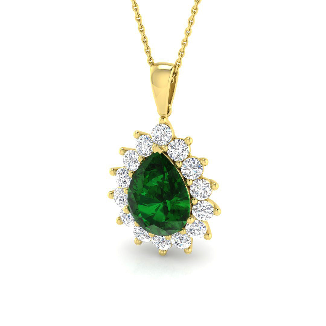 Renee Gemstone Necklace 6.5ct Gold Diana(Without Chain ) in 10K/14K gold and platinum with certified lab-grown or natural diamonds