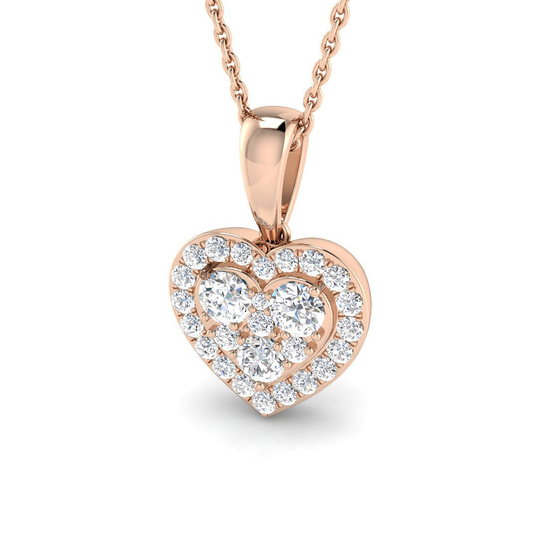 Heart-Shaped Diamond Pendant in 10K/14K gold and platinum with certified lab-grown or natural diamonds