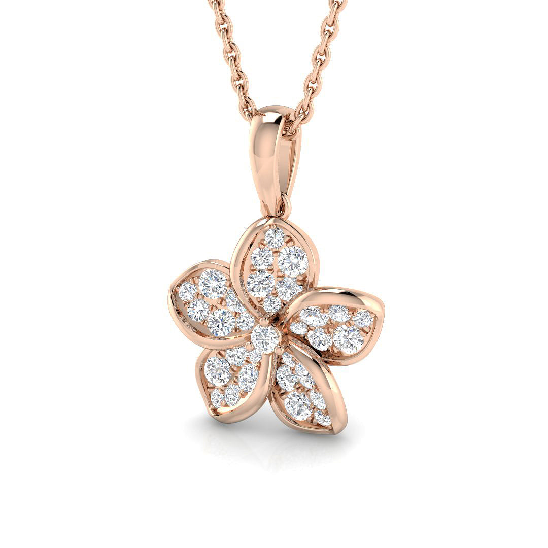 Flower Diamond Pendant Necklace 0.33ct Gold (Without Chain ) in 10K/14K gold and platinum with certified lab-grown or natural diamonds
