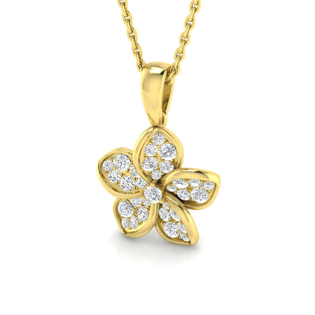 Flower Diamond Pendant Necklace 0.33ct Gold (Without Chain ) in 10K/14K gold and platinum with certified lab-grown or natural diamonds