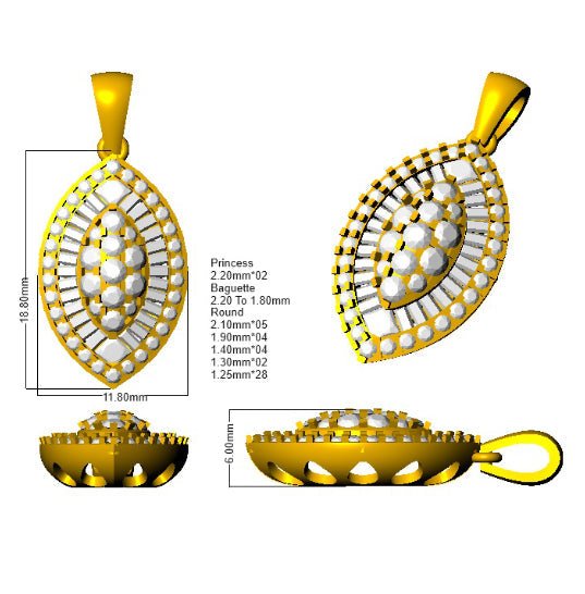Teardrop Diamond Pendant in 10K/14K gold and platinum with certified lab-grown or natural diamonds