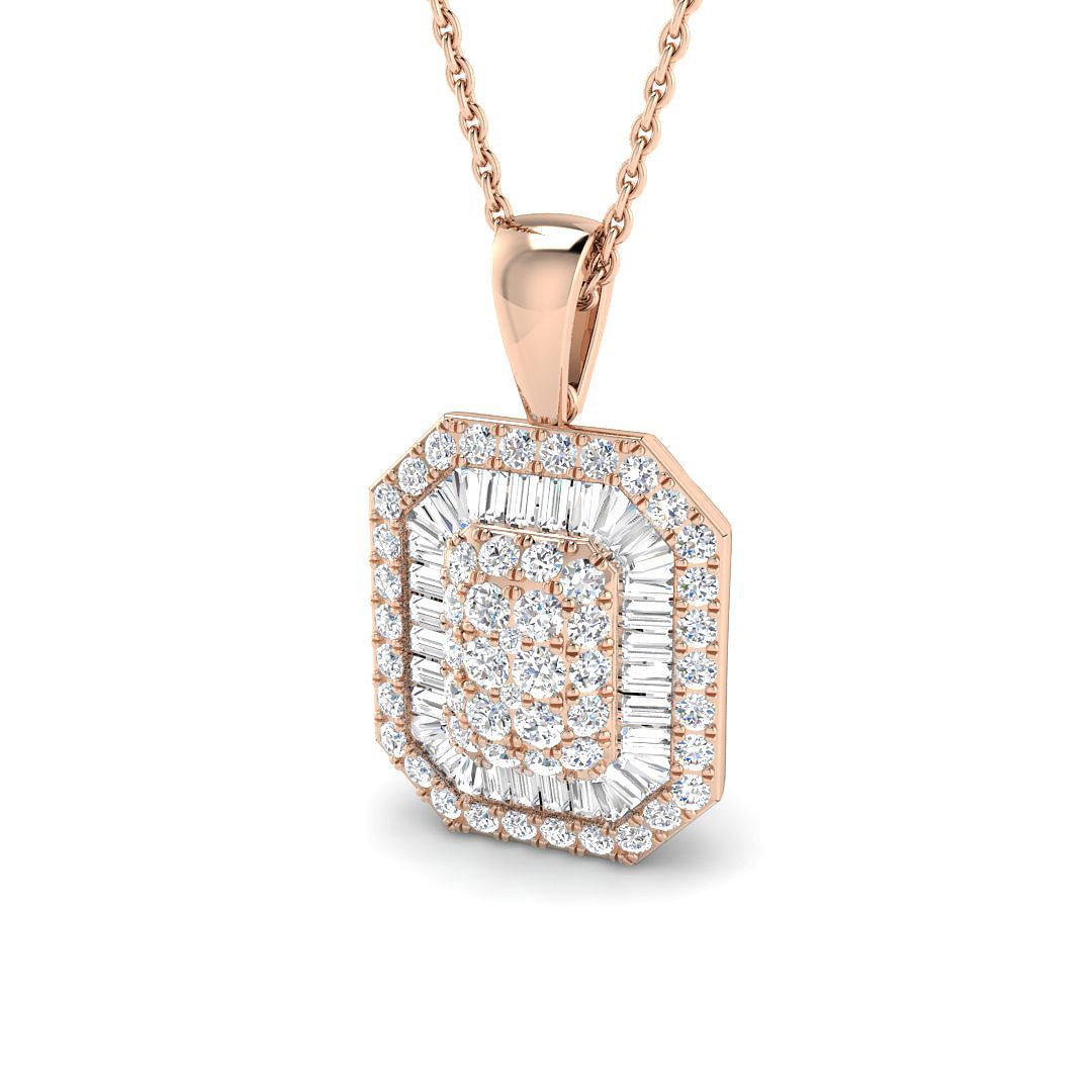 Baguette Brilliant Diamond Pendant 1ct Gold (Without Chain) in 10K/14K gold and platinum with certified lab-grown or natural diamonds