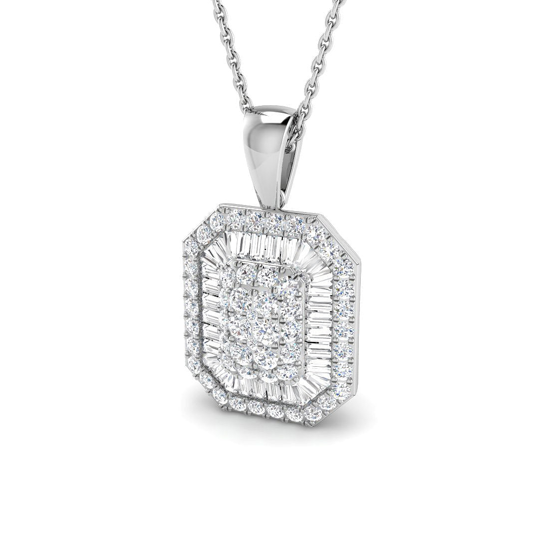 Baguette Brilliant Diamond Pendant 1ct Gold (Without Chain) in 10K/14K gold and platinum with certified lab-grown or natural diamonds