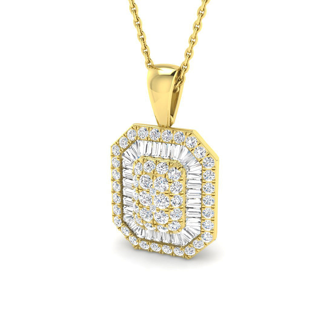 Baguette Brilliant Diamond Pendant 1ct Gold (Without Chain) in 10K/14K gold and platinum with certified lab-grown or natural diamonds