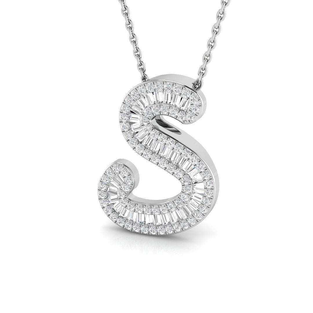 Custom Initial Diamond Pendant Necklace in 10K/14K gold and platinum with certified lab-grown or natural diamonds