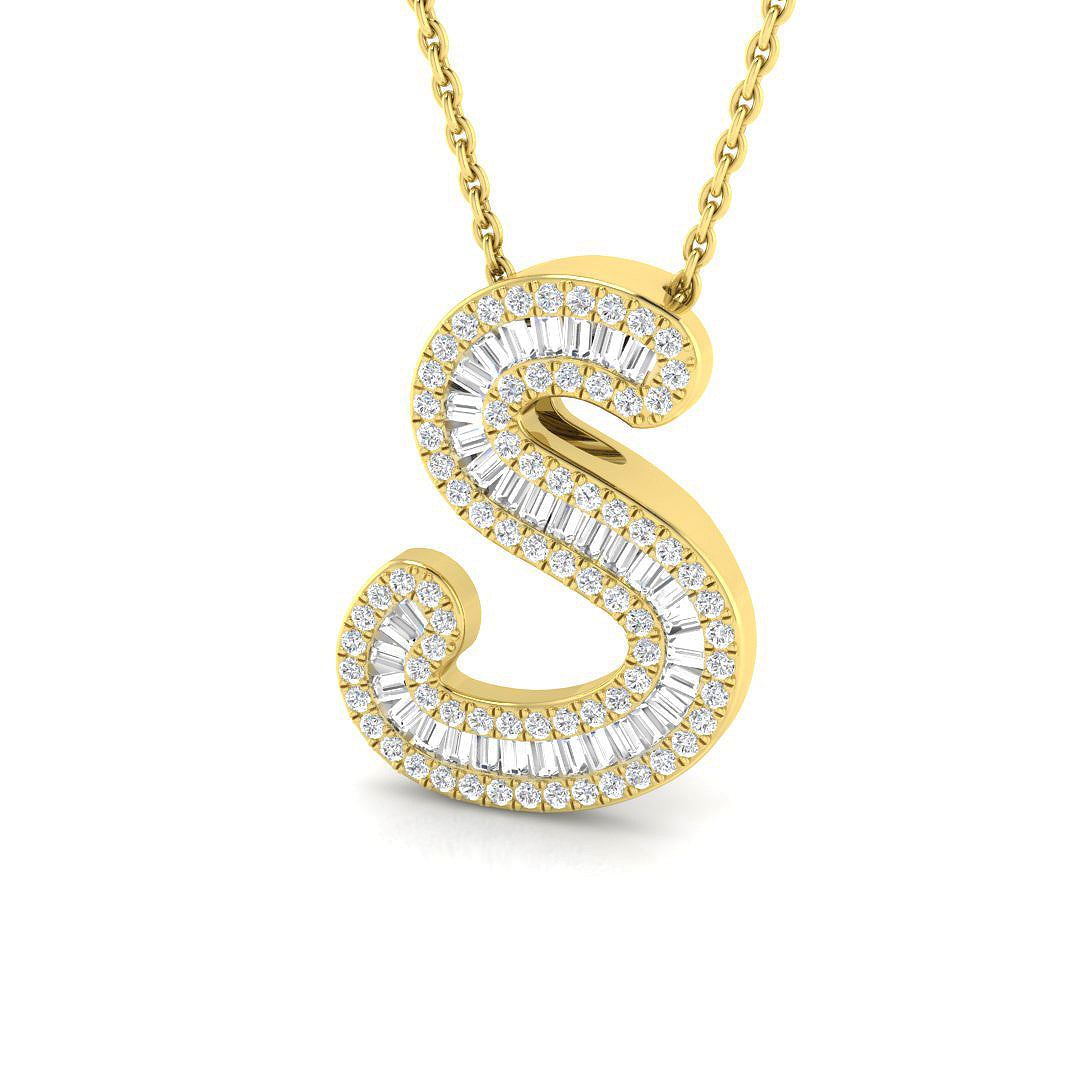 Custom Initial Diamond Pendant Necklace in 10K/14K gold and platinum with certified lab-grown or natural diamonds
