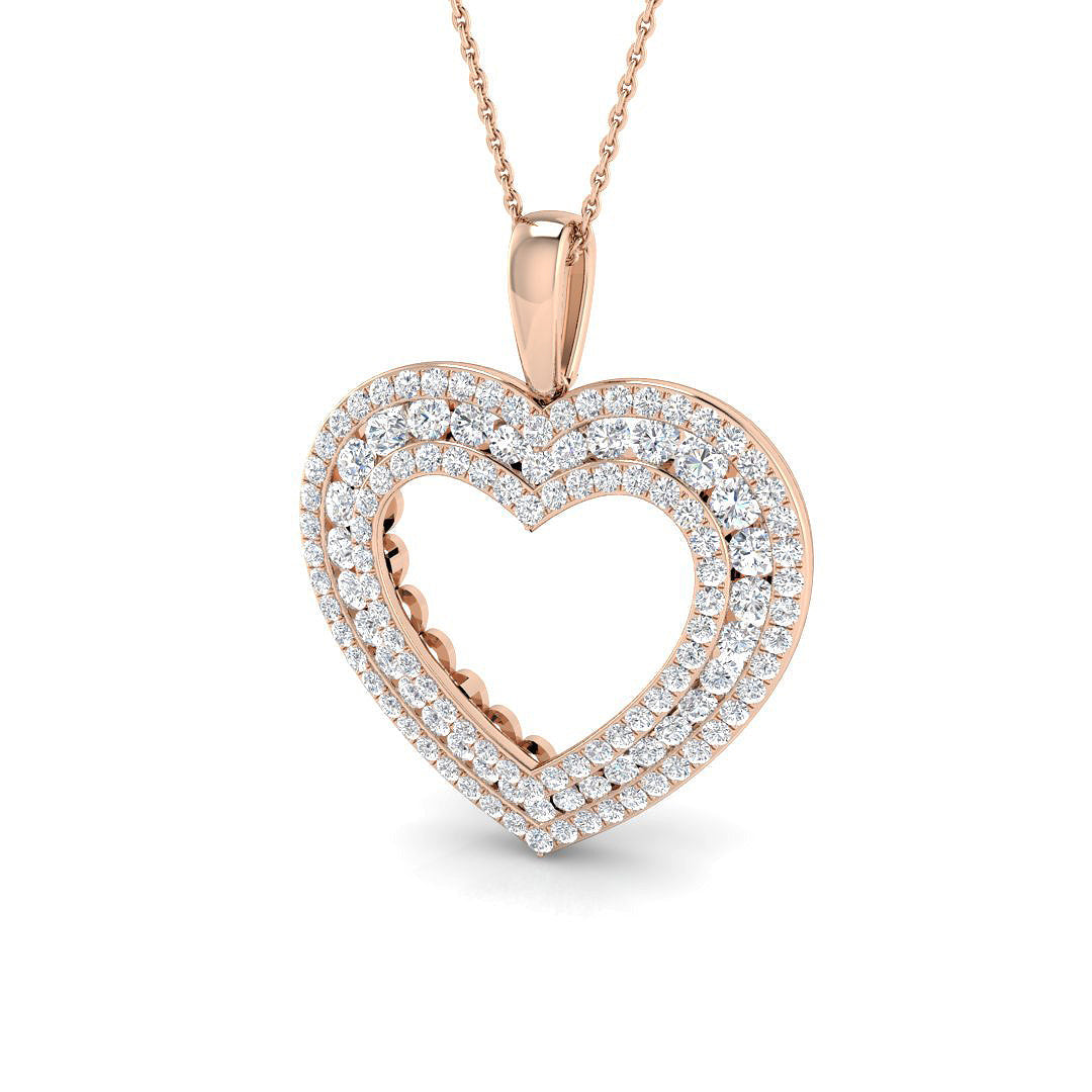 Double Heart Diamond Pendant in 10K/14K gold and platinum with certified lab-grown or natural diamonds