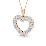 Double Heart Diamond Pendant in 10K/14K gold and platinum with certified lab-grown or natural diamonds