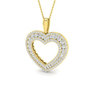 Double Heart Diamond Pendant in 10K/14K gold and platinum with certified lab-grown or natural diamonds