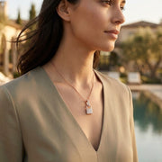 Diamond Lock Pendant Necklace in 10K/14K gold and platinum with certified lab-grown or natural diamonds