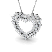 Cluster Diamond Heart Pendant in 10K/14K gold and platinum with certified lab-grown or natural diamonds