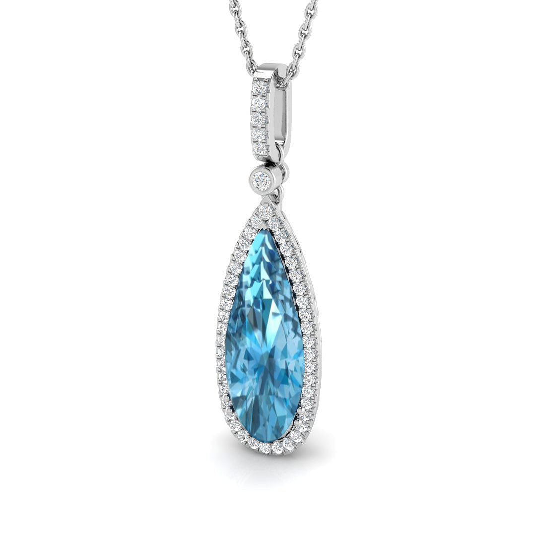 Teardrop Multi Gemstone Pendant 2.5ct to 4ct Gold Without Chain in 10K/14K gold and platinum with certified lab-grown or natural diamonds