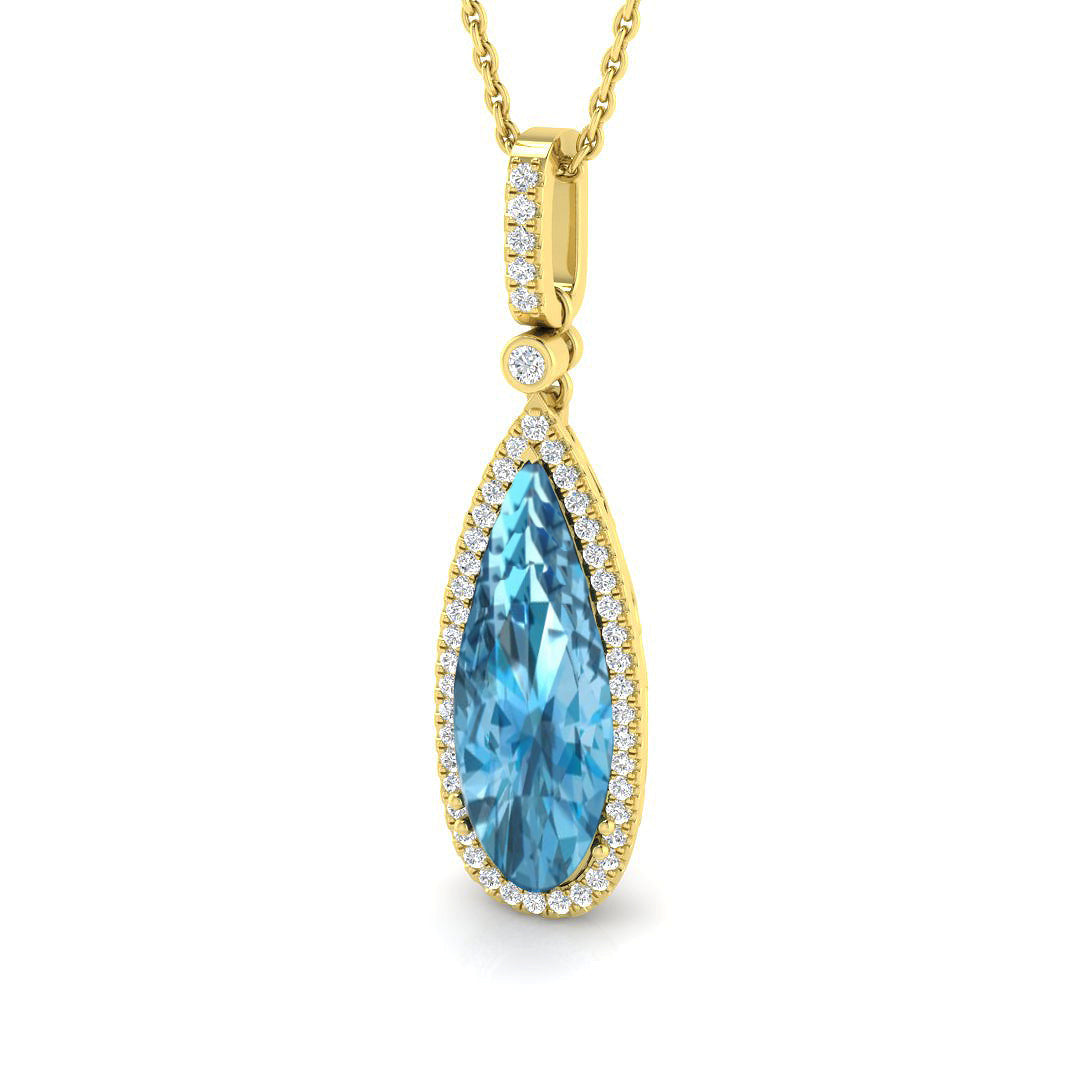 Teardrop Multi Gemstone Pendant 2.5ct to 4ct Gold Without Chain in 10K/14K gold and platinum with certified lab-grown or natural diamonds