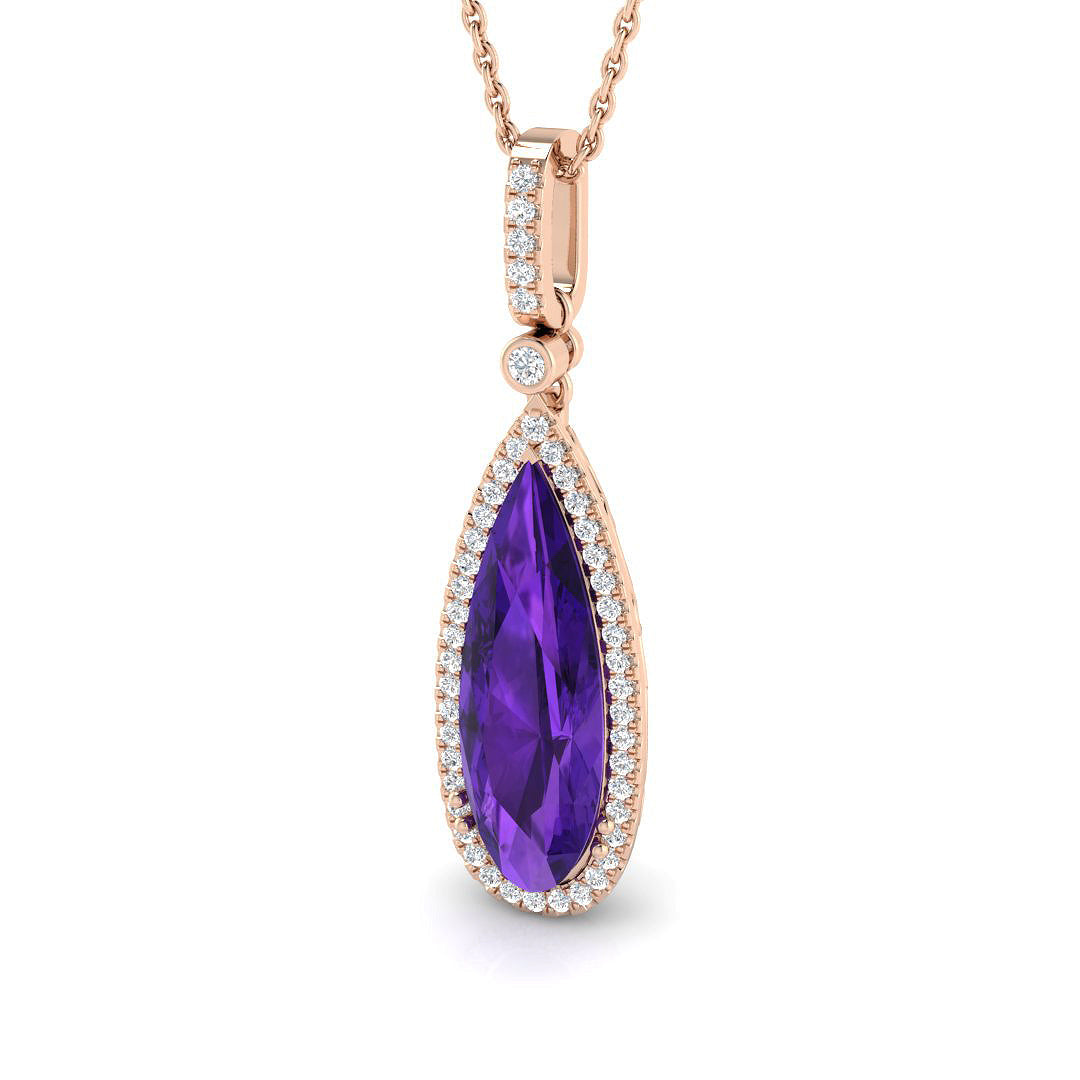 Teardrop Multi Gemstone Pendant 2.5ct to 4ct Gold Without Chain in 10K/14K gold and platinum with certified lab-grown or natural diamonds