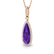 Teardrop Multi Gemstone Pendant 2.5ct to 4ct Gold Without Chain in 10K/14K gold and platinum with certified lab-grown or natural diamonds